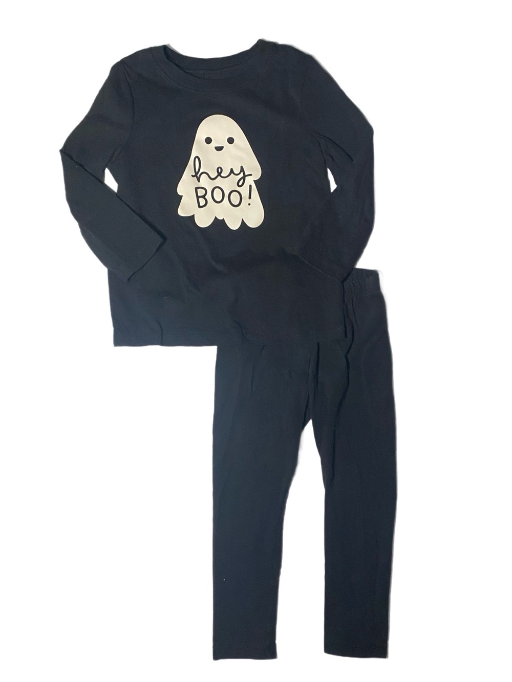 Black Hey Boo Ghost Halloween Tee and Leggings Size 3T